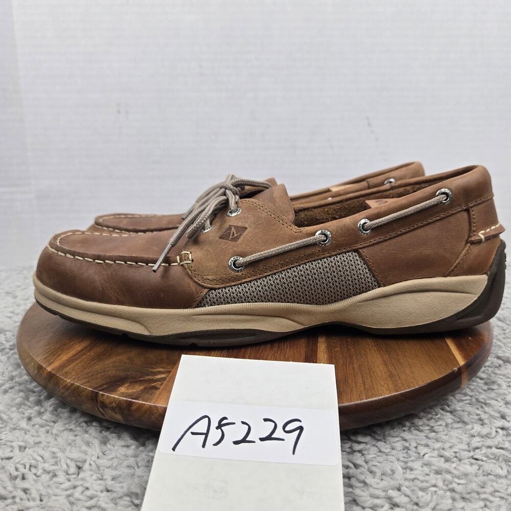 Sperry Top Sider Mens 12 Interpid 2-Eye Brown Leather Lifestyle Daily Boat Shoe